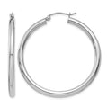 10K White Gold Polished 3mm Tube Hoop Earrings