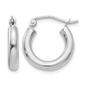 10K White Gold Polished 3mm Tube Hoop Earrings
