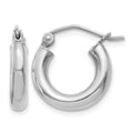 10K White Gold Polished 3mm Tube Hoop Earrings