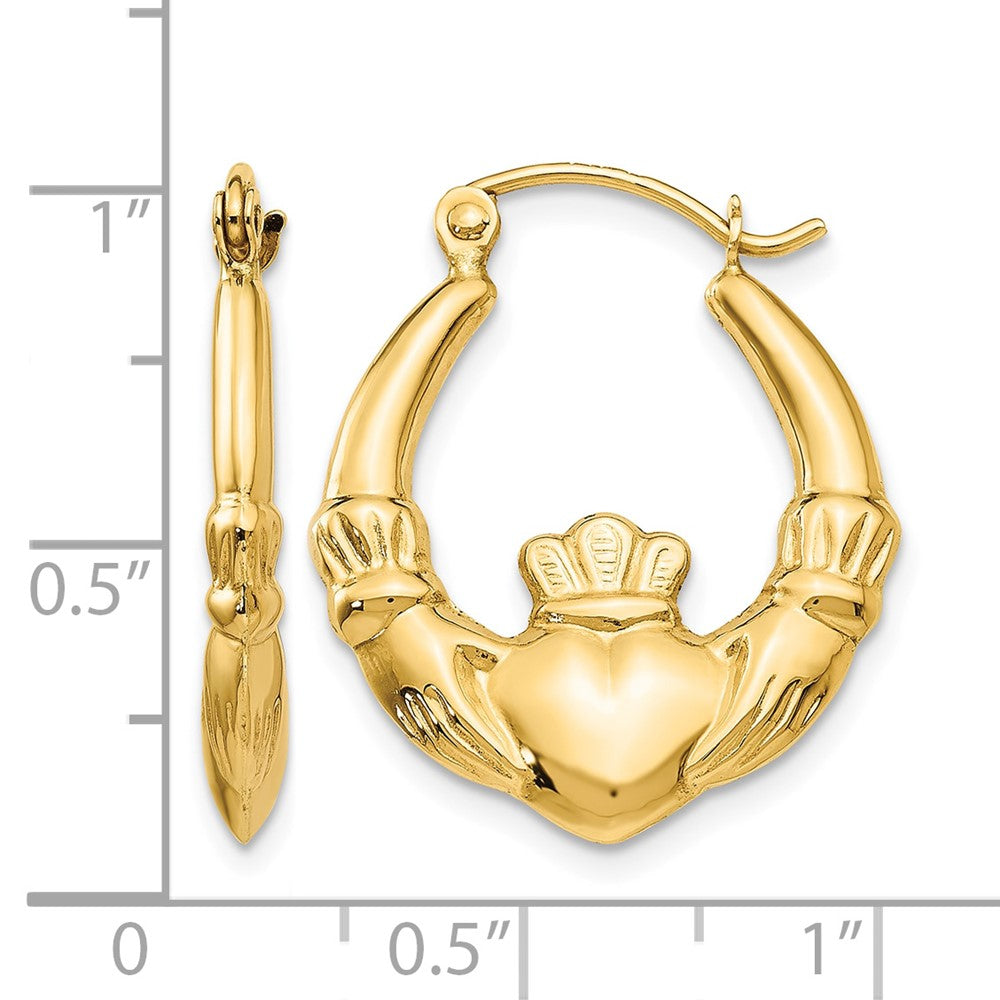 10k Polished Claddagh Hoop Earrings