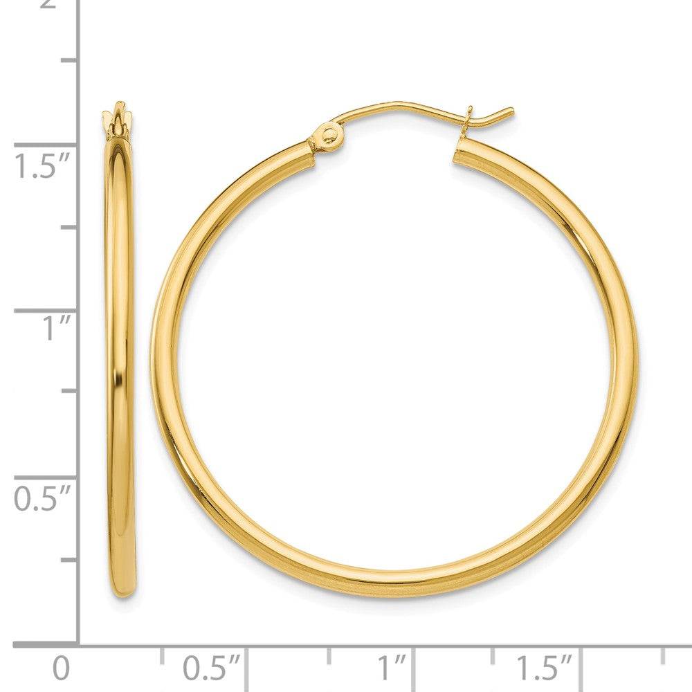 10K Polished 2mm Tube Hoop Earrings