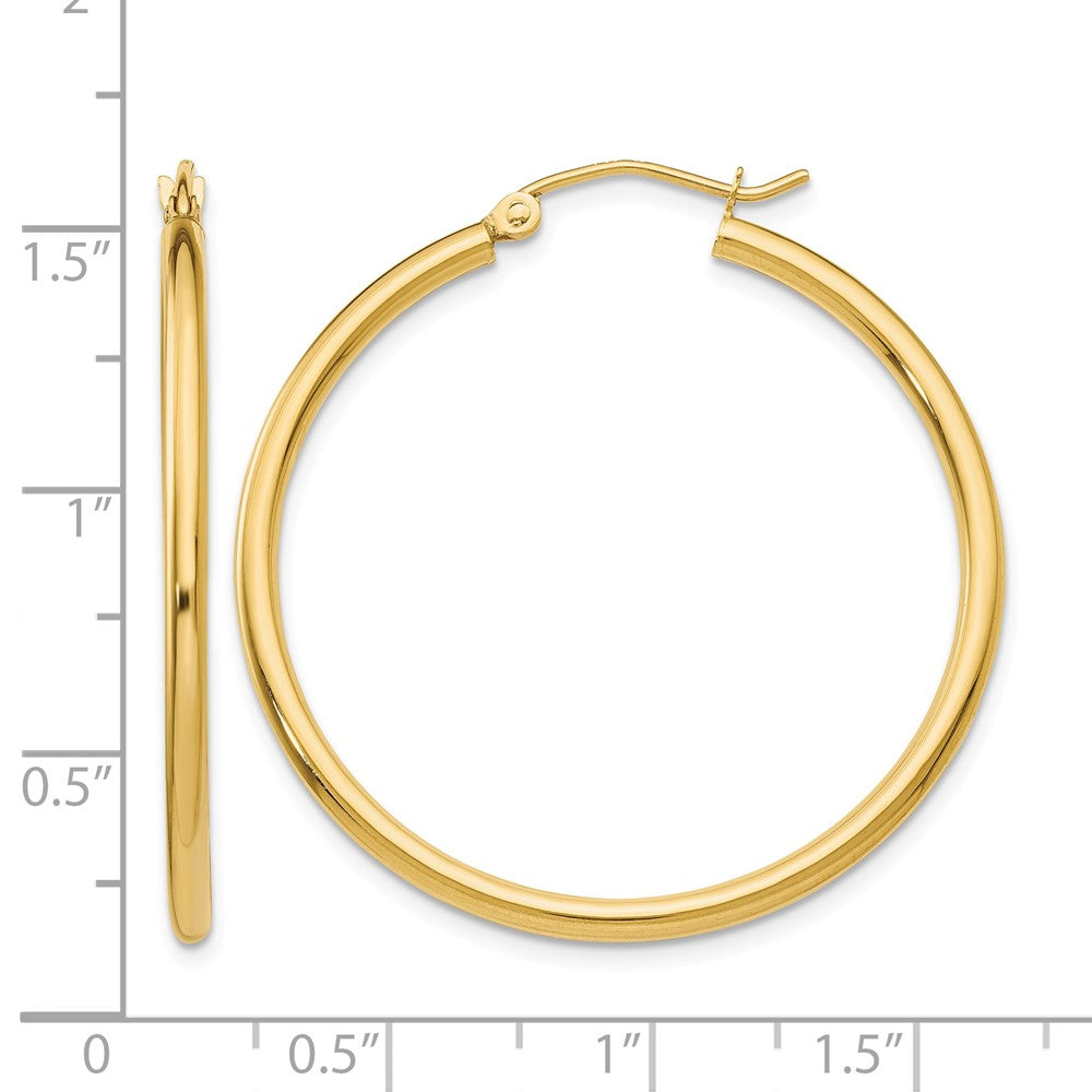10K Polished 2mm Lightweight Tube Hoop Earrings