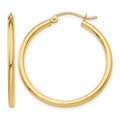 10K Polished 2mm Tube Hoop Earrings