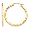 10K Polished 2mm Lightweight Tube Hoop Earrings