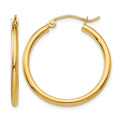 10K Polished 2mm Tube Hoop Earrings