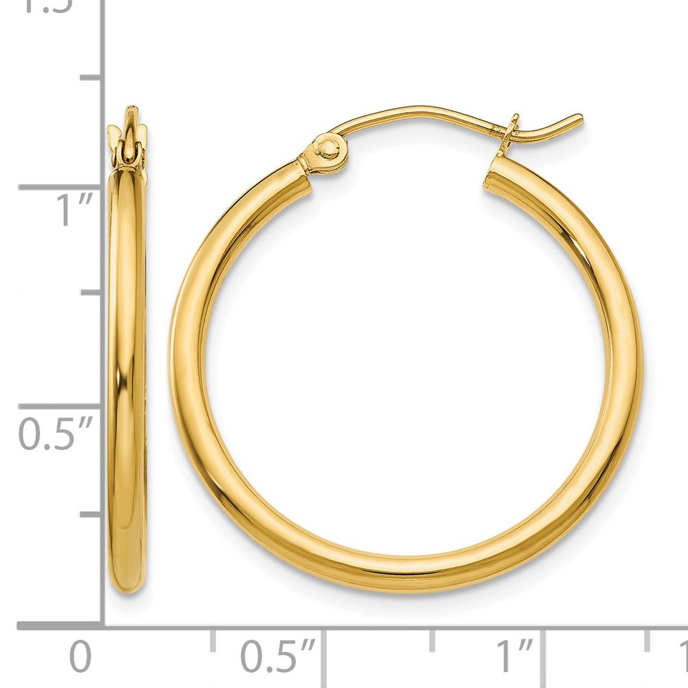 10K Polished 2mm Lightweight Tube Hoop Earrings