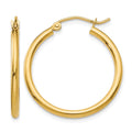 10K Polished 2mm Lightweight Tube Hoop Earrings