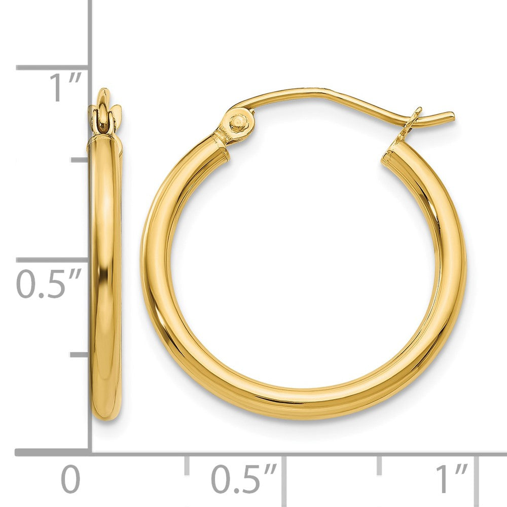 10K Polished 2mm Tube Hoop Earrings
