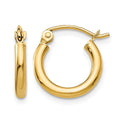 10K Polished 2mm Tube Hoop Earrings
