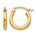 10K Polished 2mm Lightweight Tube Hoop Earrings
