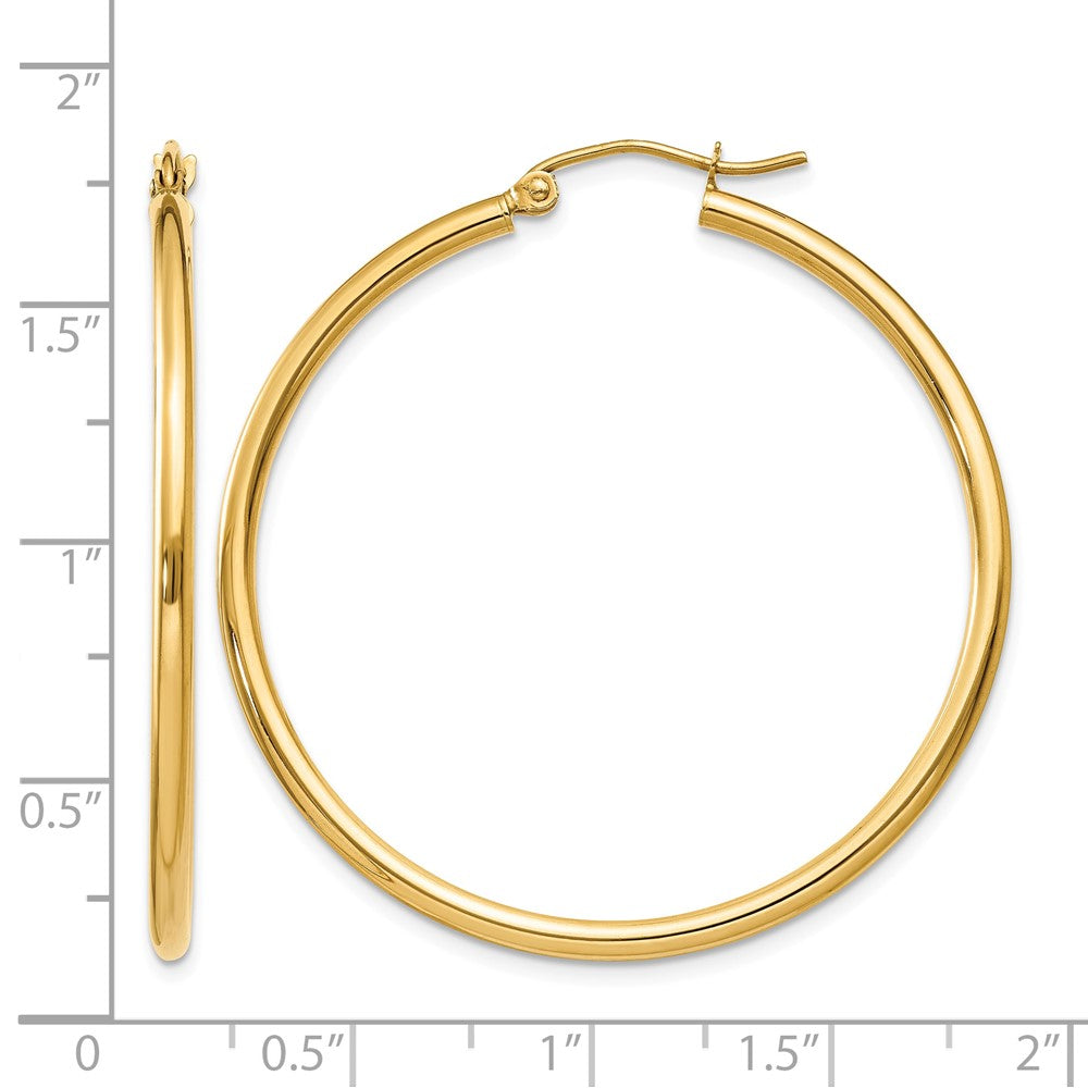 10K Polished 2mm Tube Hoop Earrings