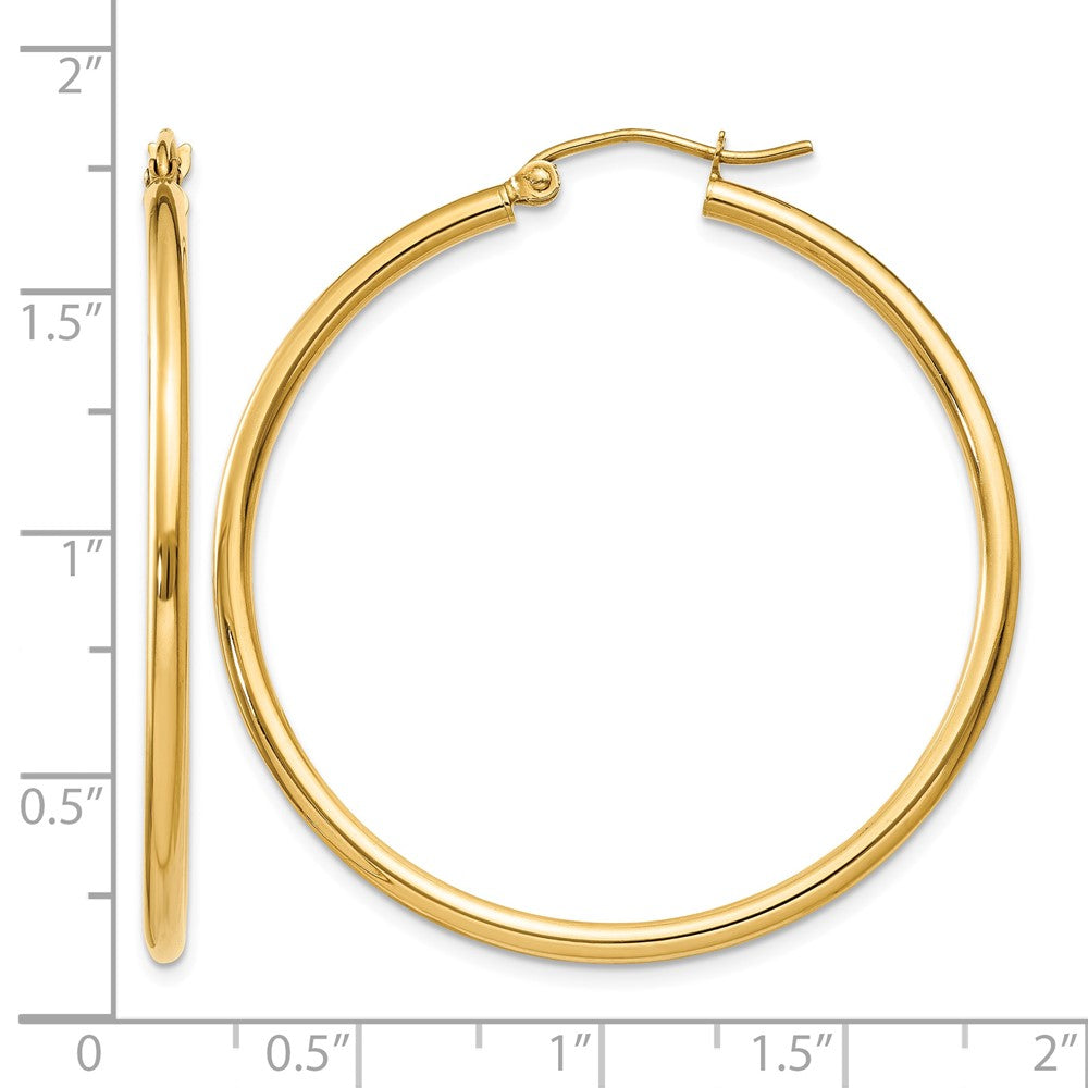 10K Polished 2mm Lightweight Tube Hoop Earrings