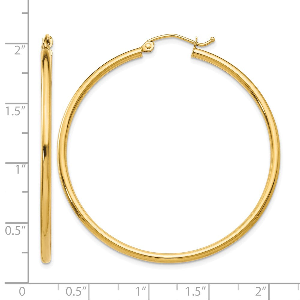 10K Polished 2mm Tube Hoop Earrings