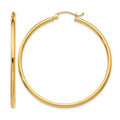 10K Polished 2mm Tube Hoop Earrings