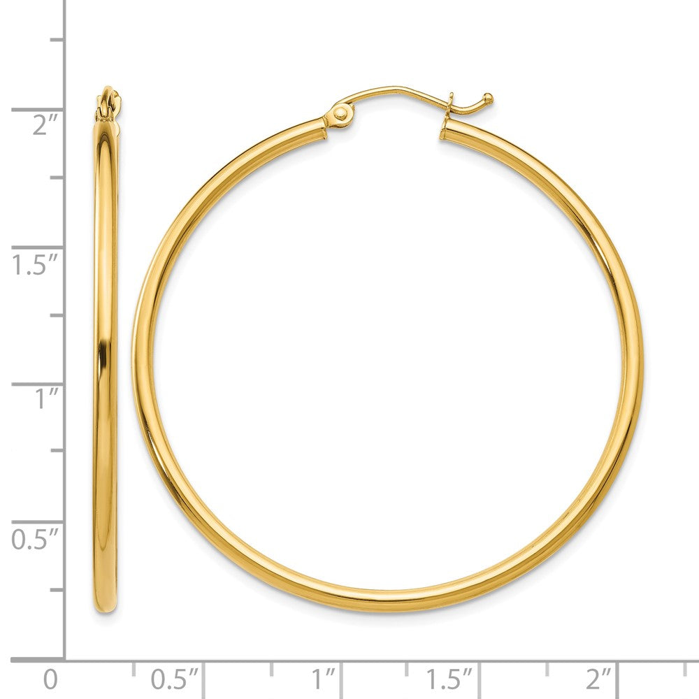 10K Polished 2mm Lightweight Tube Hoop Earrings