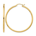 10K Polished 2mm Lightweight Tube Hoop Earrings