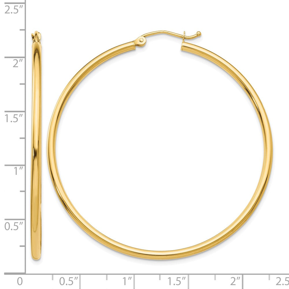 10K Polished 2mm Tube Hoop Earrings