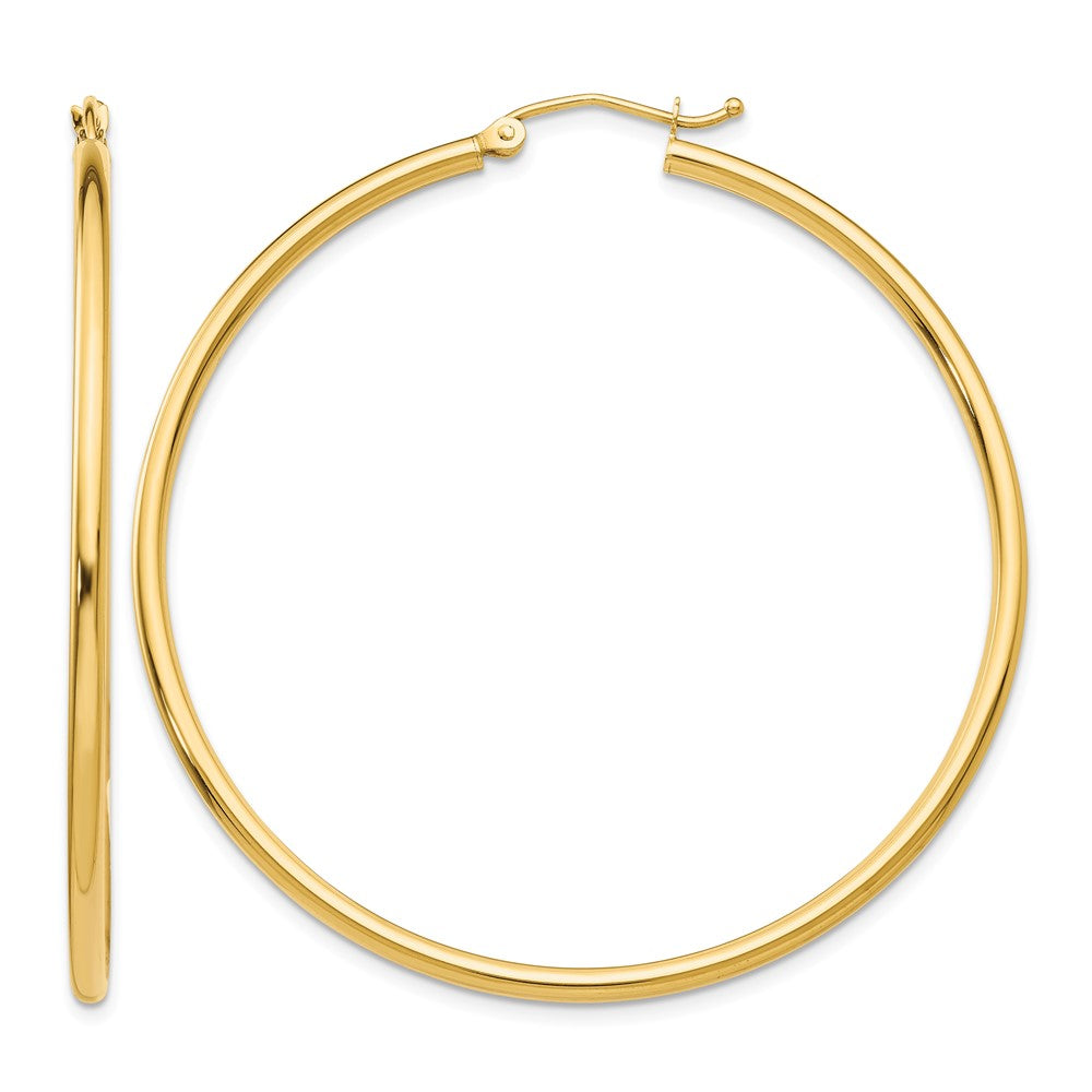 10K Polished 2mm Tube Hoop Earrings