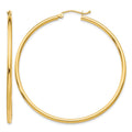 10K Polished 2mm Lightweight Tube Hoop Earrings
