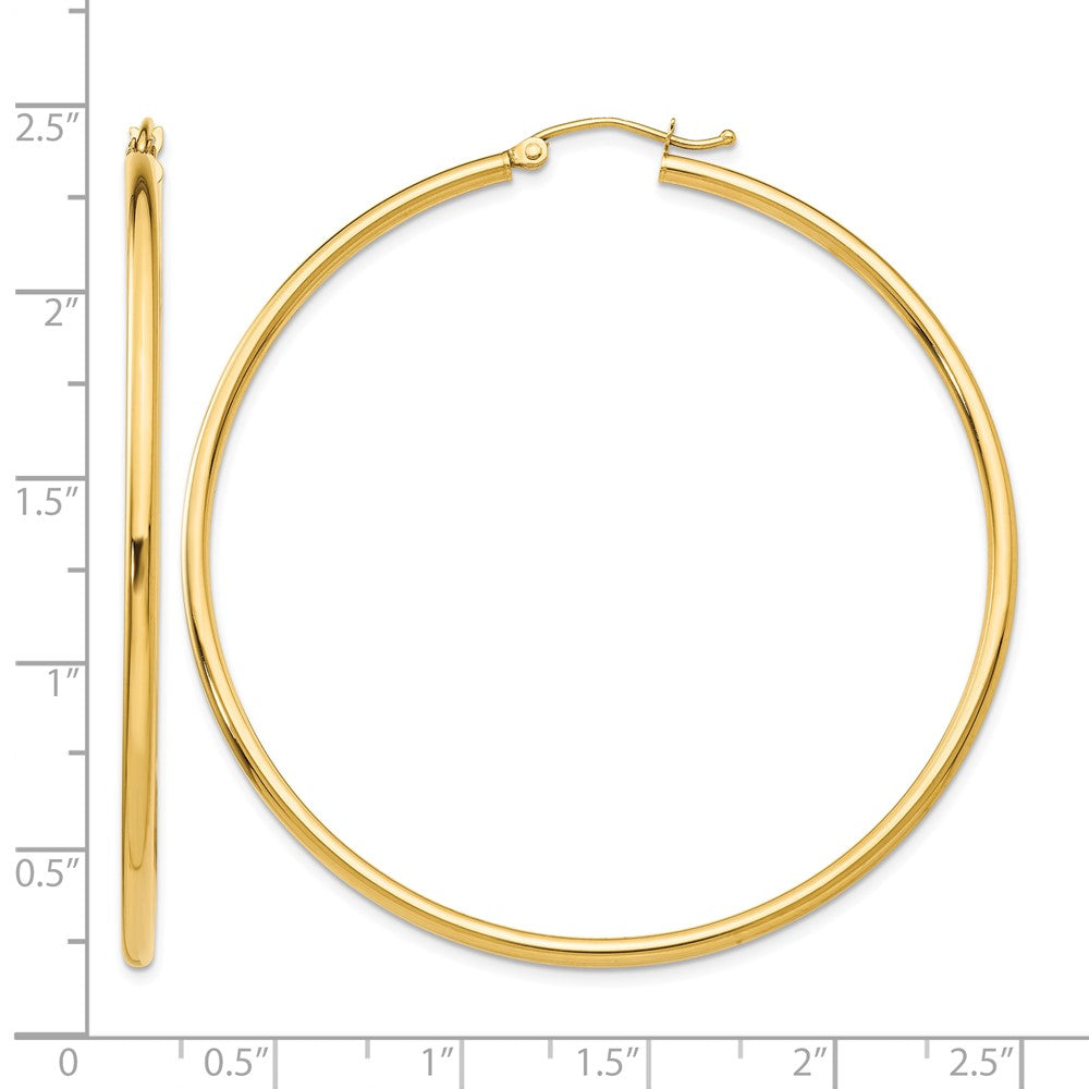 10K Polished 2mm Tube Hoop Earrings