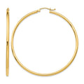 10K Polished 2mm Tube Hoop Earrings
