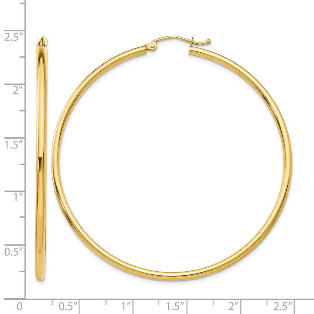 10K Polished 2mm Lightweight Tube Hoop Earrings
