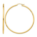 10K Polished 2mm Lightweight Tube Hoop Earrings