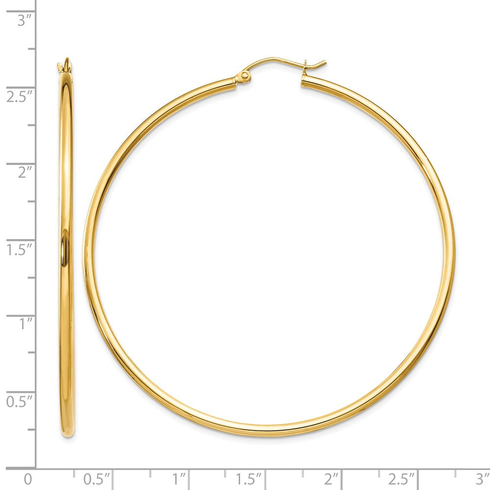 10K Polished 2mm Tube Hoop Earrings