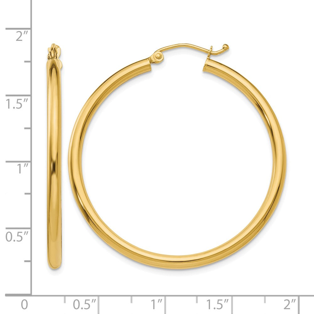 10K Polished 2.5mm Tube Hoop Earrings