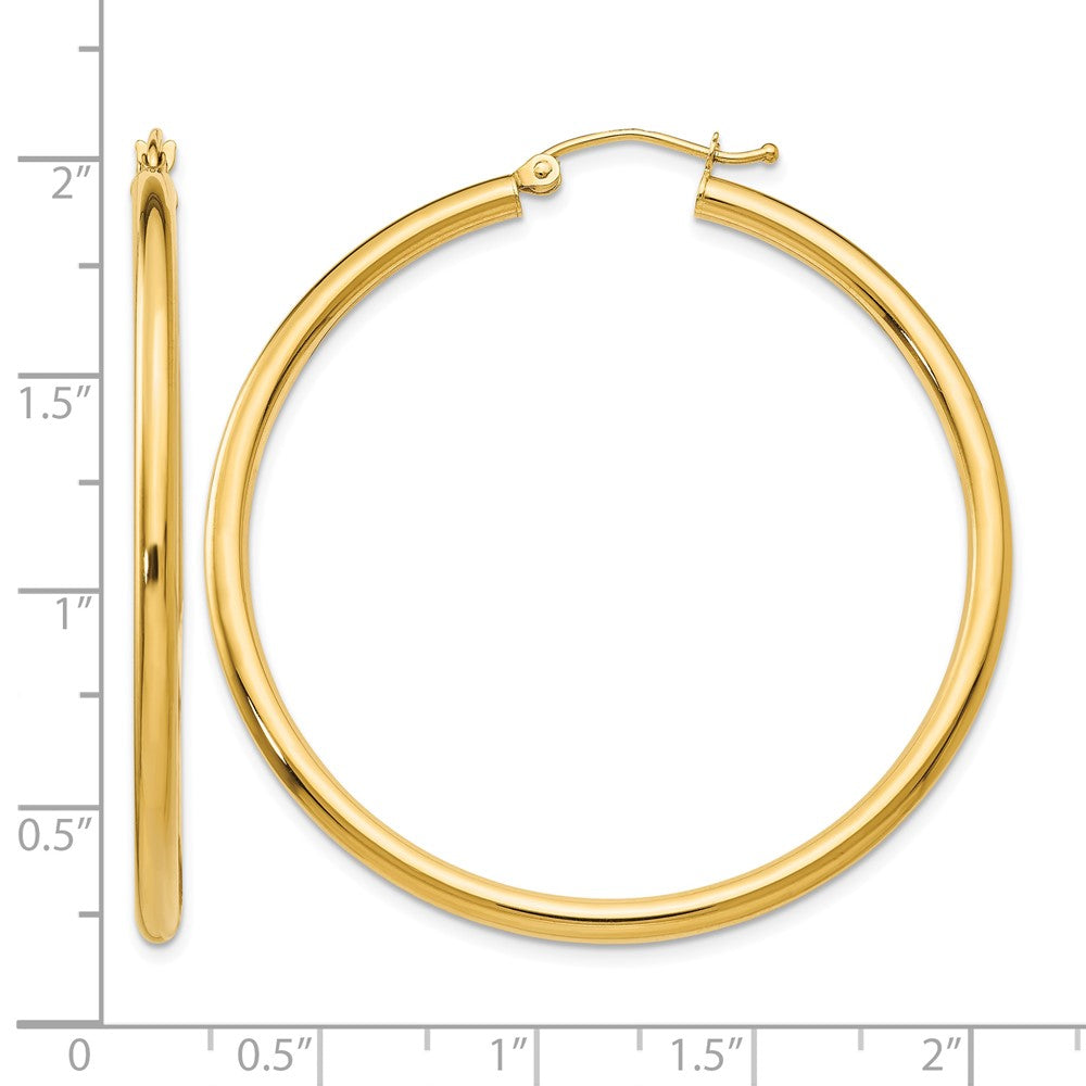 10K Polished 2.5mm Tube Hoop Earrings