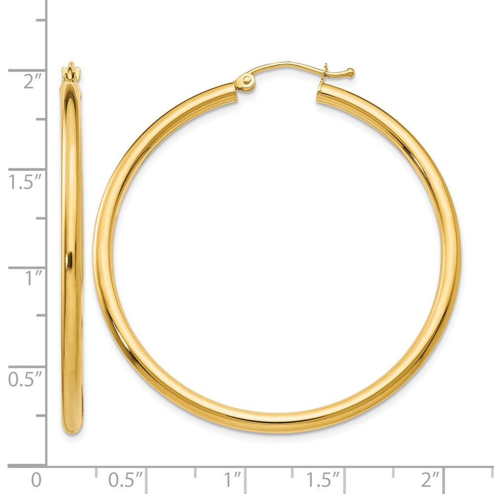 10K Polished 2.5mm Lightweight Tube Hoop Earrings