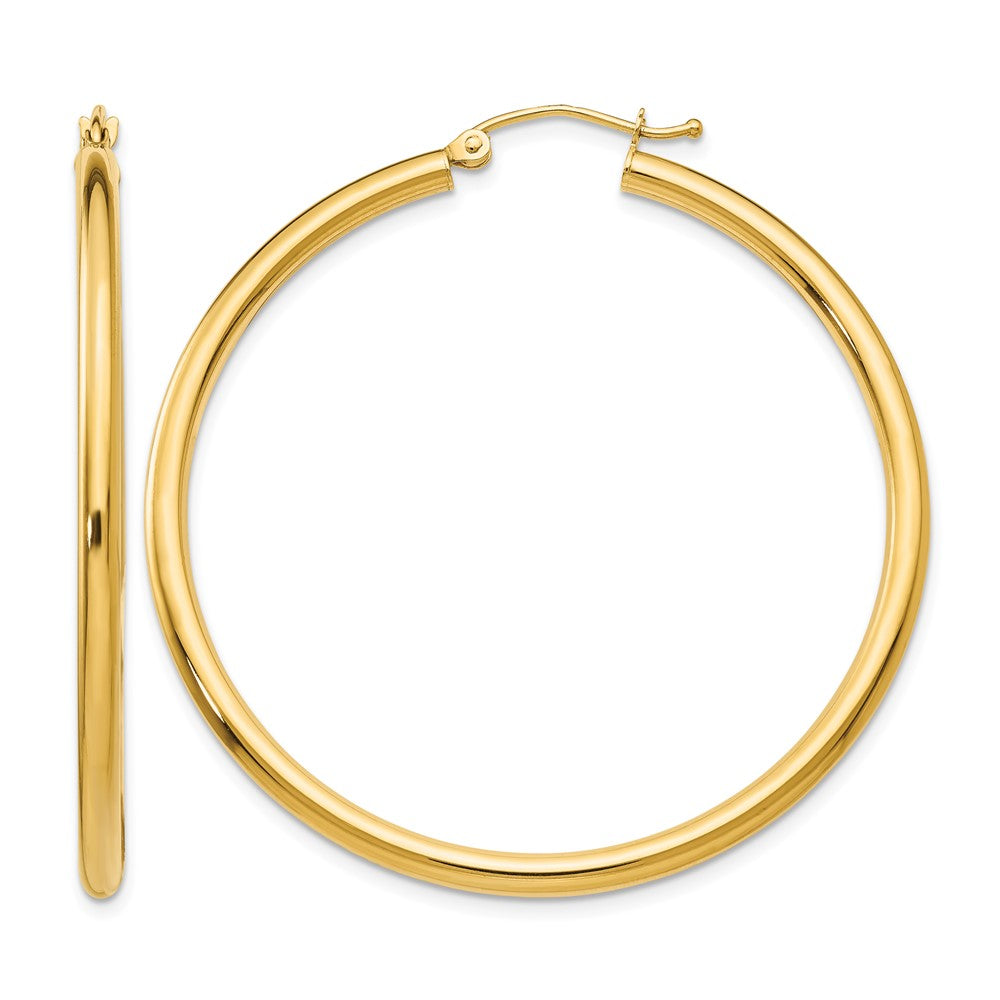 10K Polished 2.5mm Lightweight Tube Hoop Earrings