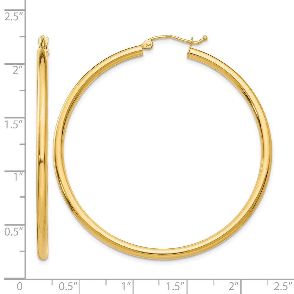 10K Polished 2.5mm Tube Hoop Earrings