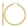 10K Polished 2.5mm Tube Hoop Earrings