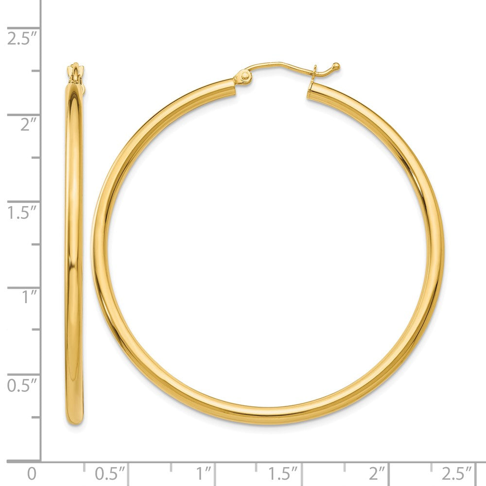 10K Polished 2.5mm Lightweight Tube Hoop Earrings