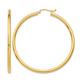 10K Polished 2.5mm Lightweight Tube Hoop Earrings