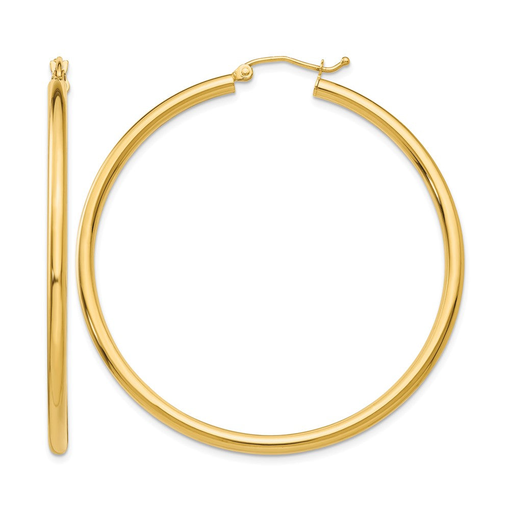 10K Polished 2.5mm Lightweight Tube Hoop Earrings