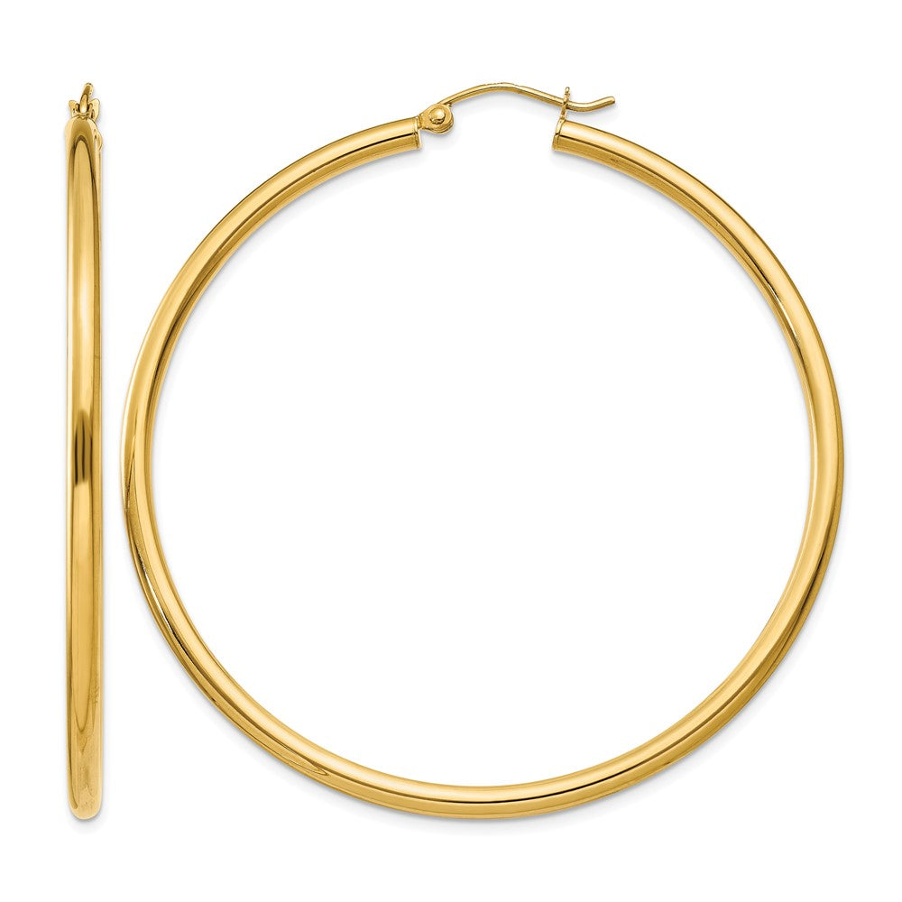 10K Polished 2.5mm Tube Hoop Earrings