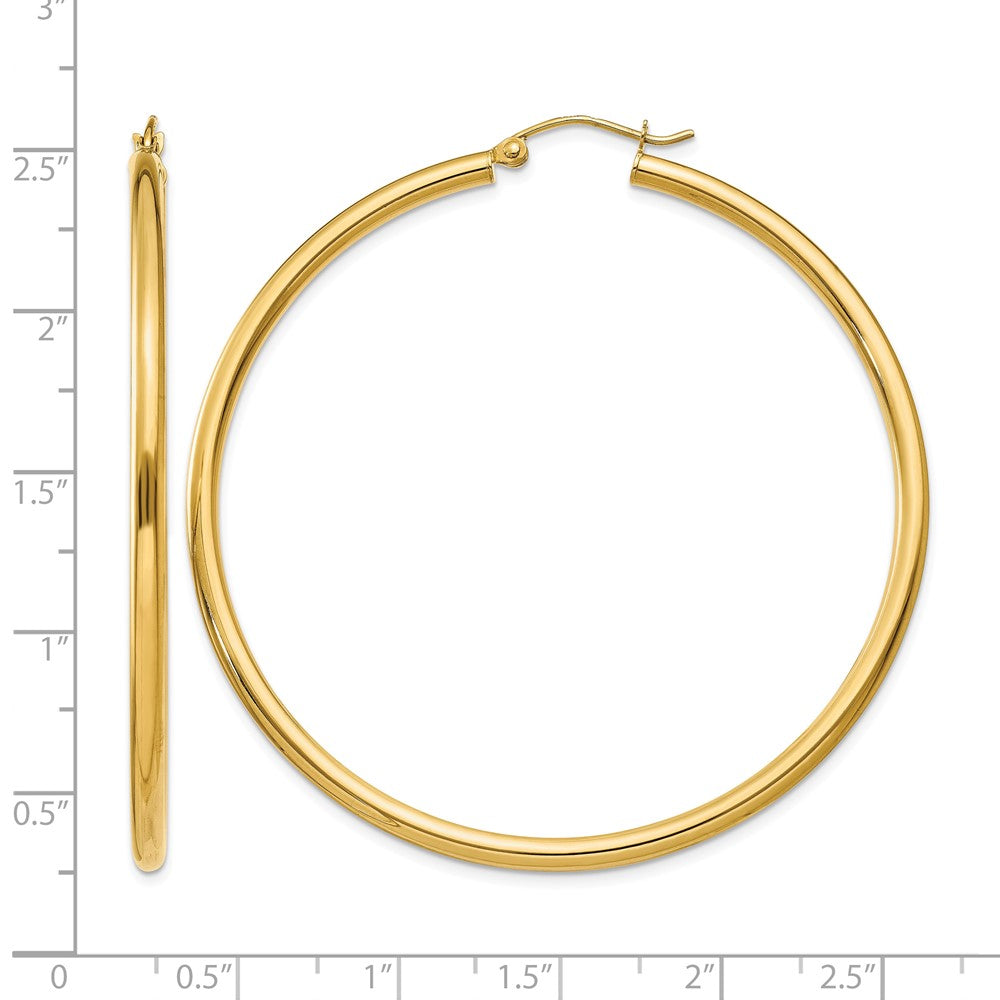 10K Polished 2.5mm Lightweight Tube Hoop Earrings