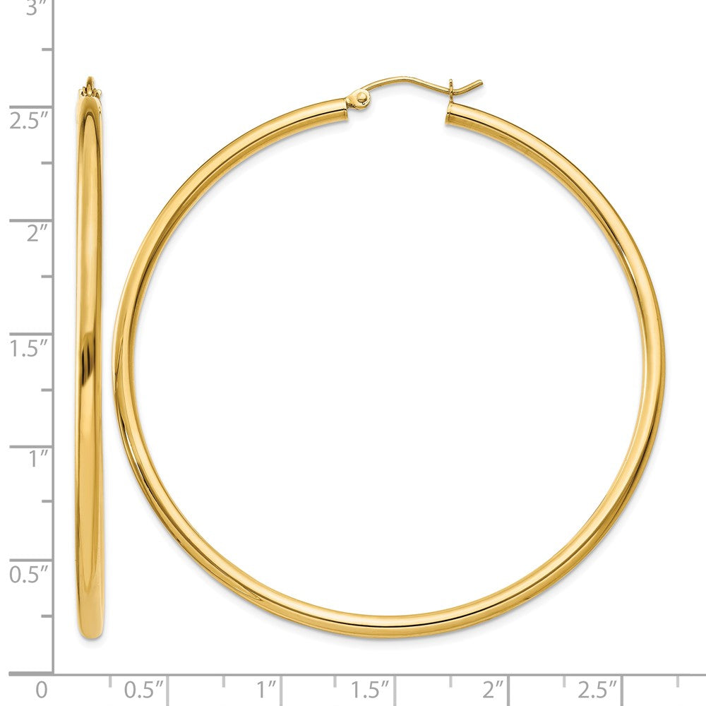 10K Polished 2.5mm Lightweight Tube Hoop Earrings