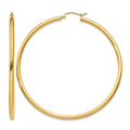 10K Polished 2.5mm Lightweight Tube Hoop Earrings