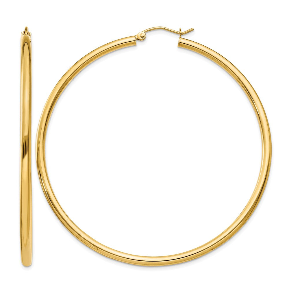 10K Polished 2.5mm Lightweight Tube Hoop Earrings