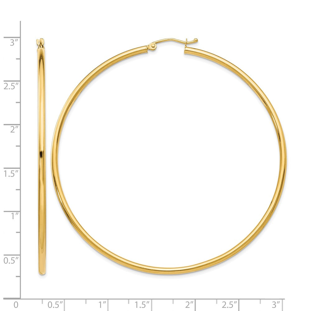 10K Polished 2.5mm Lightweight Tube Hoop Earrings