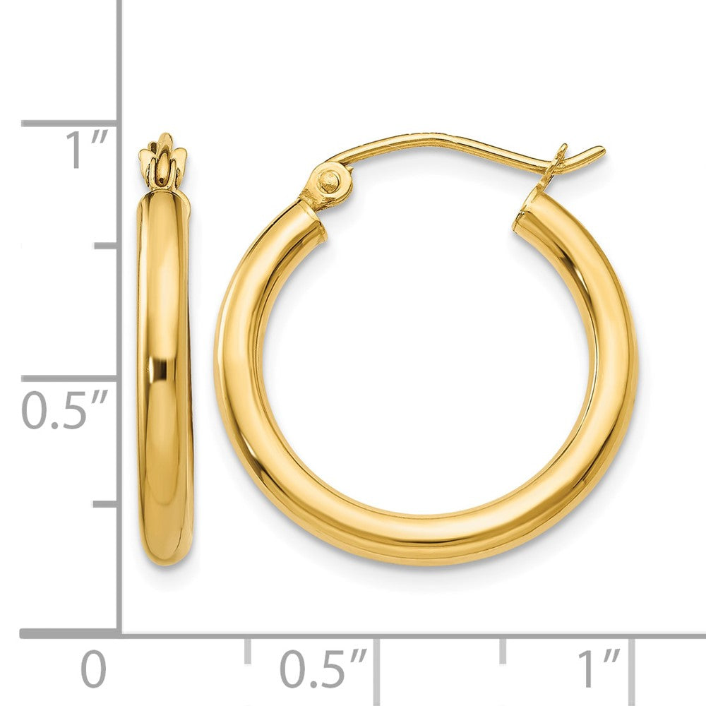 10K Polished 2.5mm Tube Hoop Earrings