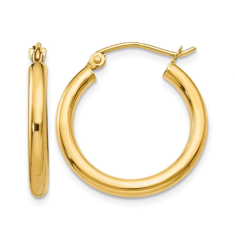 10K Polished 2.5mm Lightweight Tube Hoop Earrings