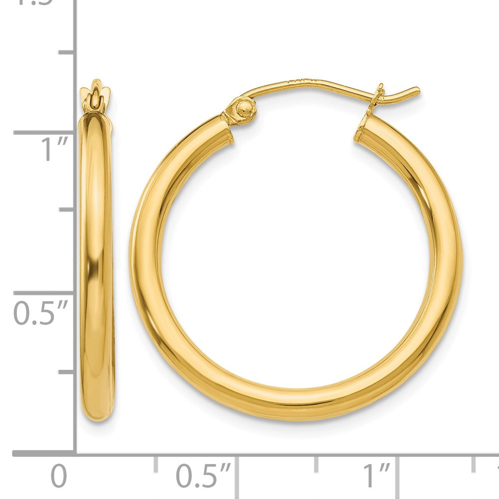 10K Polished 2.5mm Tube Hoop Earrings