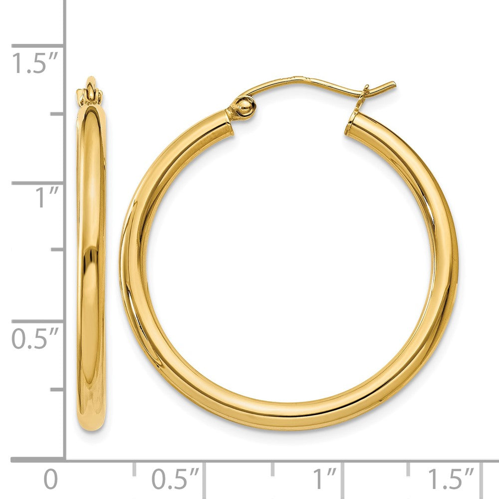 10K Polished 2.5mm Tube Hoop Earrings