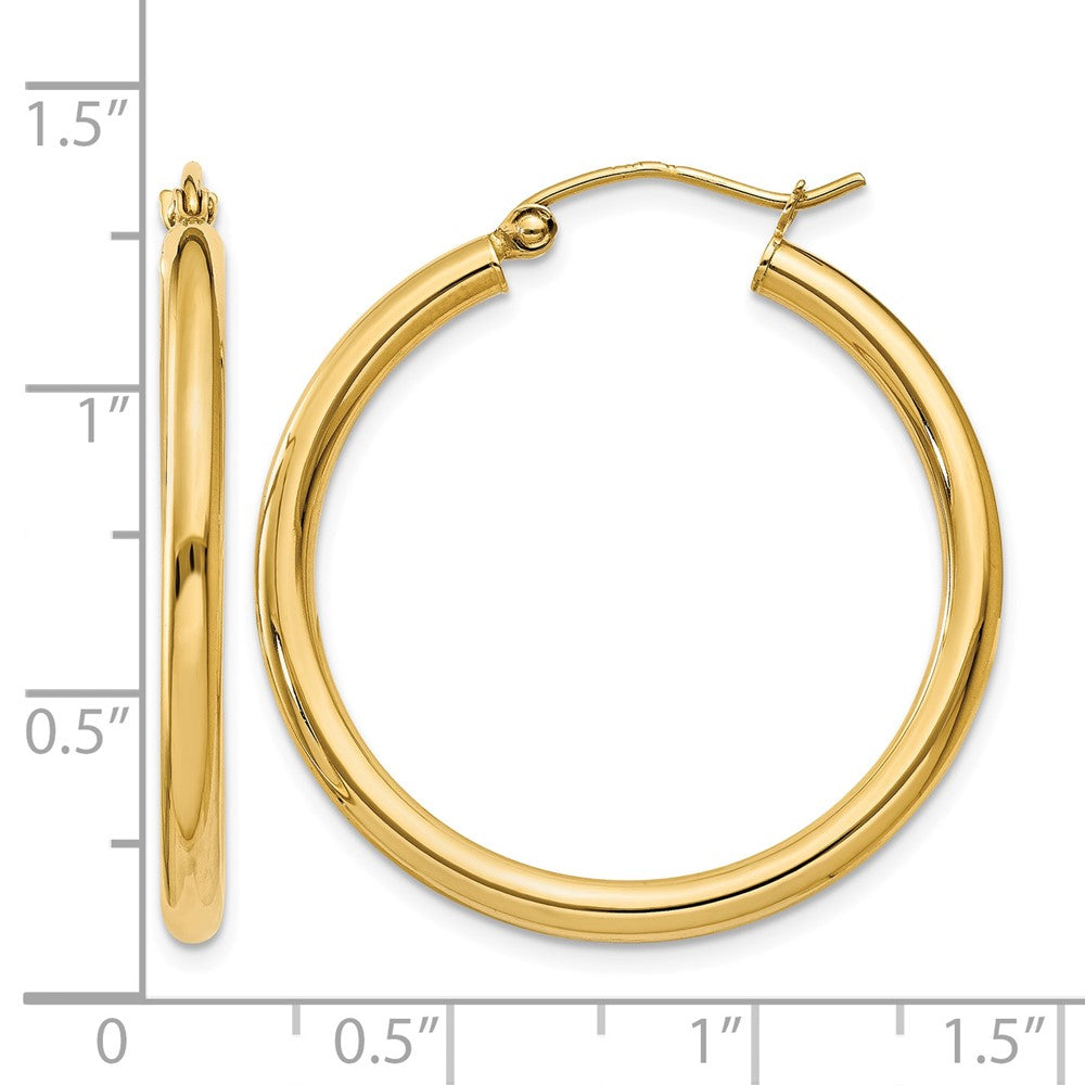 10k Polished 2.5mm Lightweight Tube Hoop Earrings