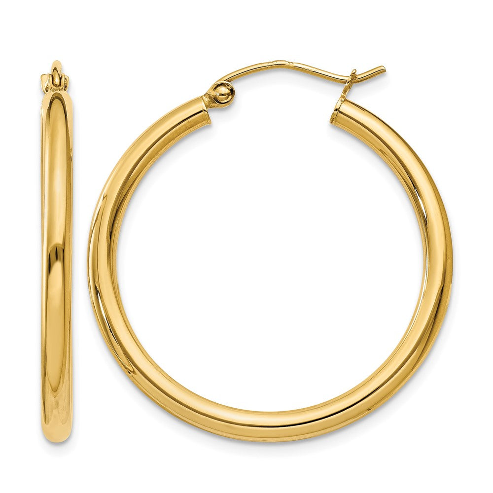 10k Polished 2.5mm Lightweight Tube Hoop Earrings