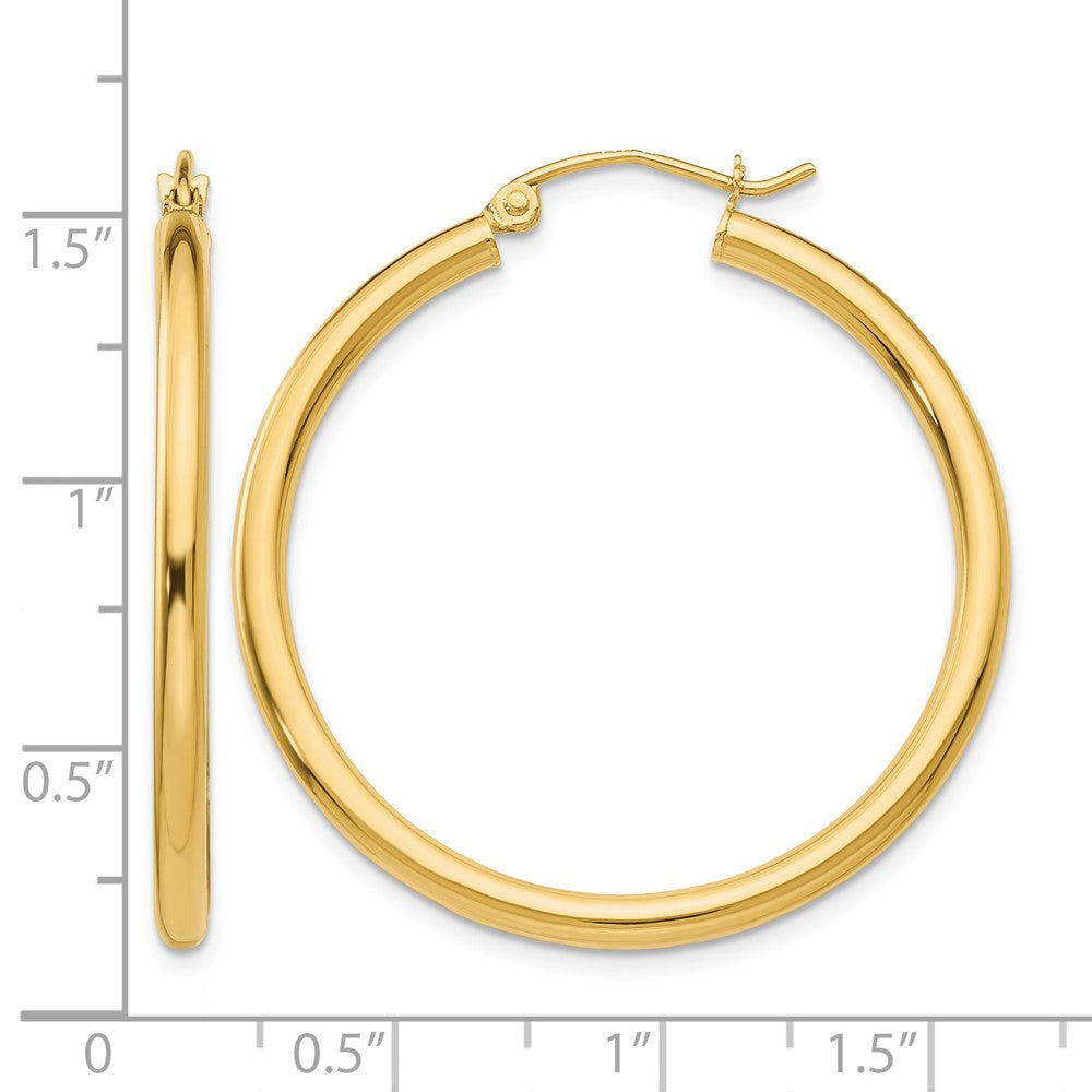 10K Polished 2.5mm Tube Hoop Earrings